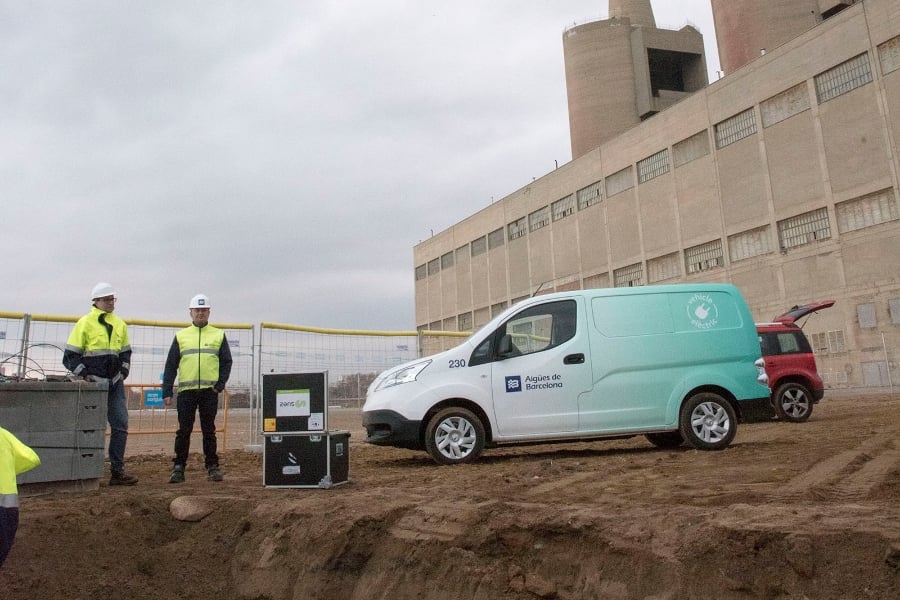 Drone pilots stood near an open space ready to fly an Elios drone