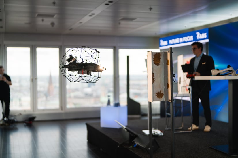 The Elios 3 flies during the ABS Innovation Summit
