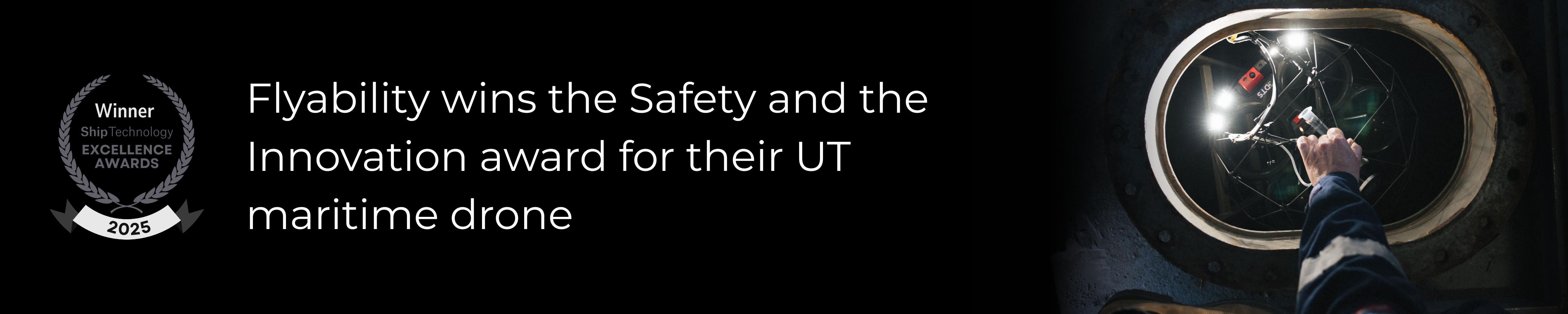 Flyability wins the Safety and the Innovation award for their UT maritime drone