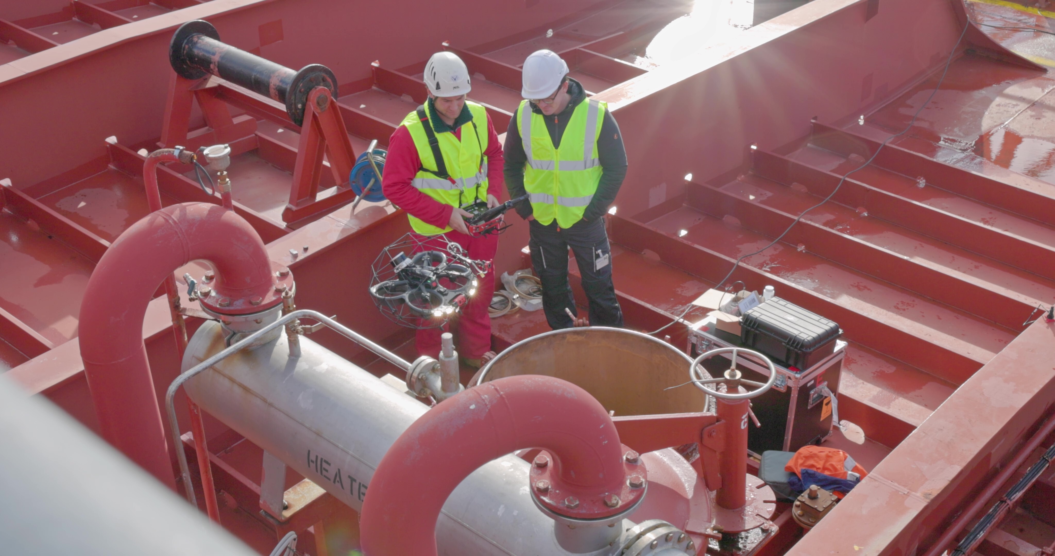 The Elios 3 UT Entering a Cargo Oil Tank for an Offshore Inspection with Drones