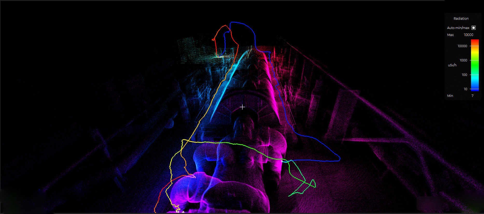Turbine Deck 3D model - RAD Trajectory - Front View - Time Color Scheme-1
