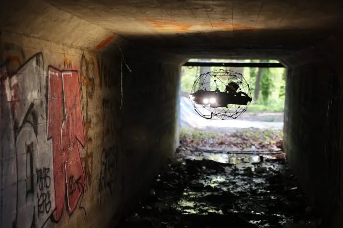 An Elios 3 drone inside a culvert for an inspection 